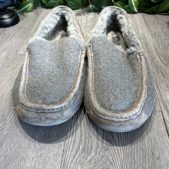 UGG Ascot Men's Gray Suede Wool Lined Slip-On Moccasin Shoes Size 11 - Picture 3 of 7